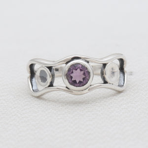 Amethyst Silver Designer Band Rings