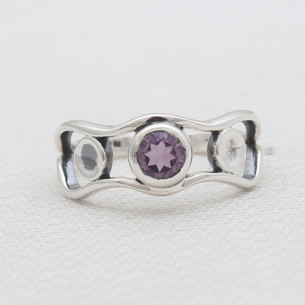 Amethyst Silver Designer Band Rings