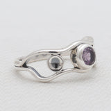 Amethyst Silver Designer Band Rings