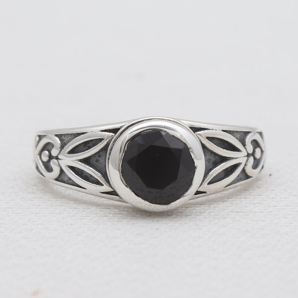 Black Onyx Silver Designer Rings