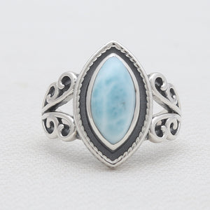 Marquise Cut Blue Larimar Silver Rings
