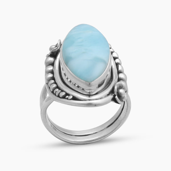 925 Sterling Silver Larimar Designer Rings