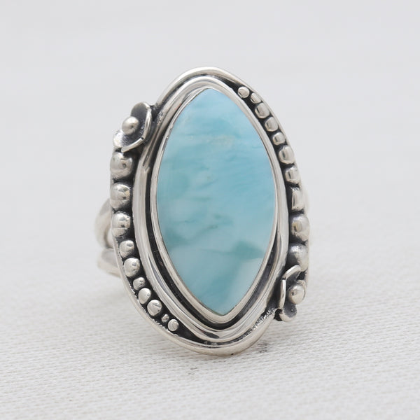 925 Sterling Silver Larimar Designer Rings