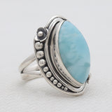 925 Sterling Silver Larimar Designer Rings