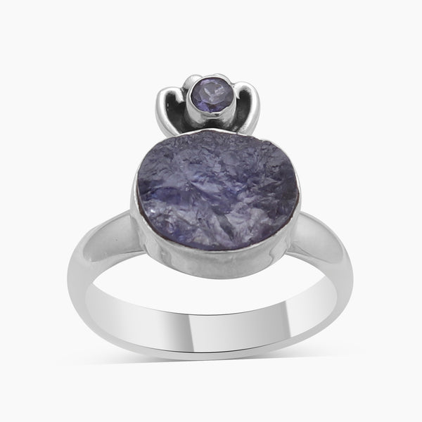 925 Sterling Silver Raw Tanzanite Unique Rings