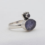 925 Sterling Silver Raw Tanzanite Unique Rings