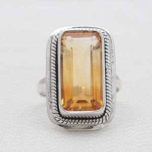 925 Sterling Silver Yellow Citrine Rings