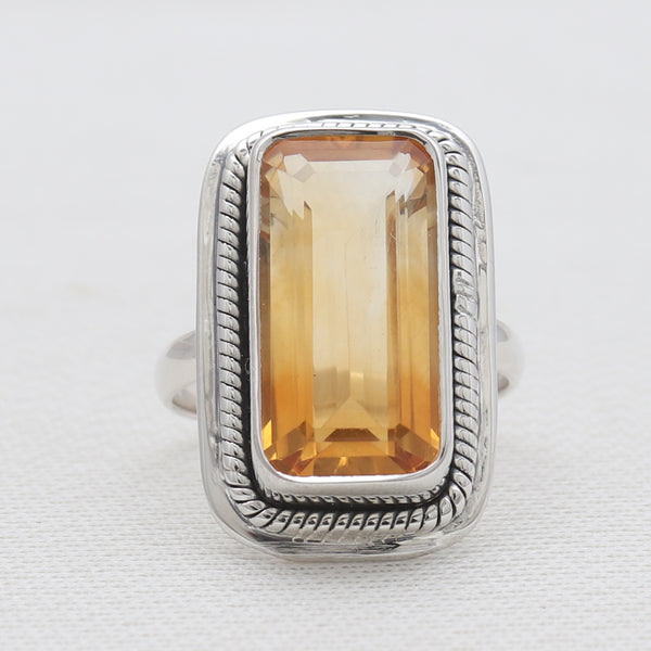 925 Sterling Silver Yellow Citrine Rings