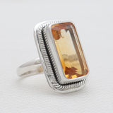 925 Sterling Silver Yellow Citrine Rings