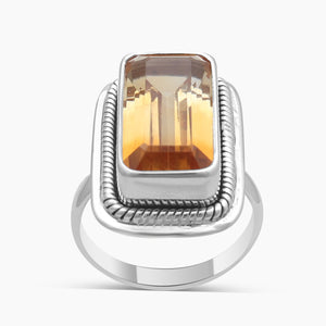 925 Sterling Silver Yellow Citrine Rings