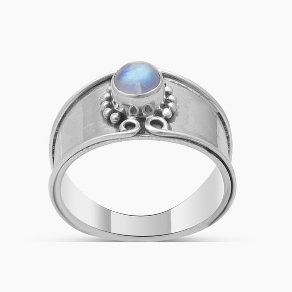 Rainbow Moonstone Silver Rings