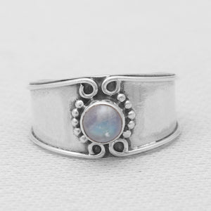 Rainbow Moonstone Silver Rings
