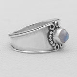 Rainbow Moonstone Silver Rings