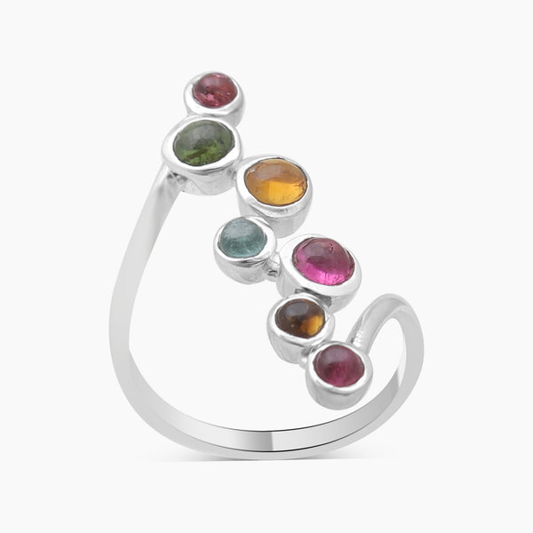 Multi Tourmaline Silver Rings