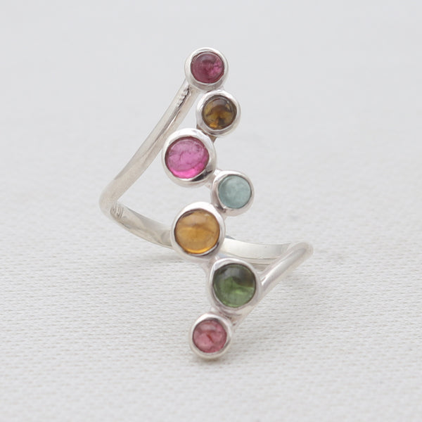 Multi Tourmaline Silver Rings