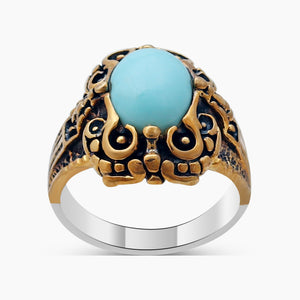 Mexican Turquoise Dual Tone Silver Rings