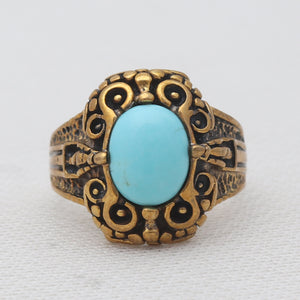 Mexican Turquoise Dual Tone Silver Rings