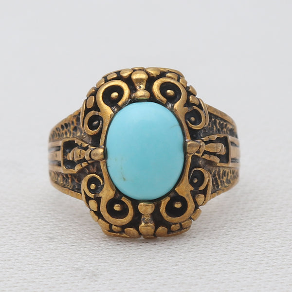 Mexican Turquoise Dual Tone Silver Rings