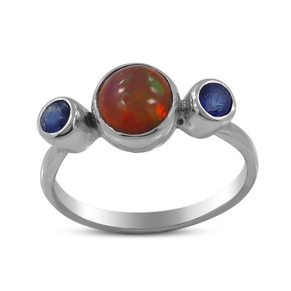 925 Sterling Silver Ethiopian Opal Ring