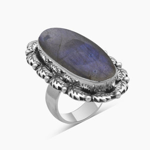 Blue Labradorite Silver Designer Rings