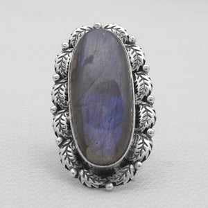 Blue Labradorite Silver Designer Rings