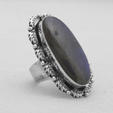 Blue Labradorite Silver Designer Rings