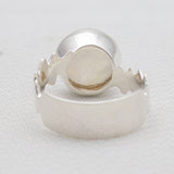 Checker Cut Rainbow Moonstone Silver Rings