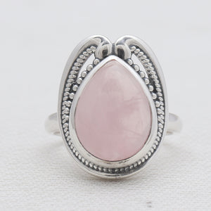 Rose Quartz Silver Designer Rings