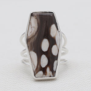 Peanut Wood Jasper Silver Designer Rings