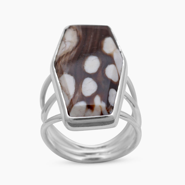 Peanut Wood Jasper Silver Designer Rings
