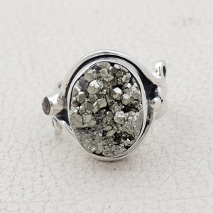 Natural Pyrite Durzy Silver Rings