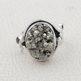 Natural Pyrite Durzi Silver Ring