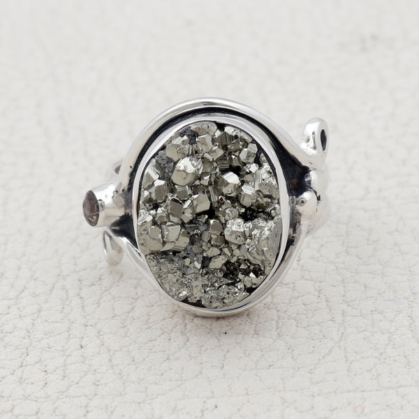 Natural Pyrite Durzy Silver Rings