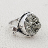 Natural Pyrite Durzi Silver Ring