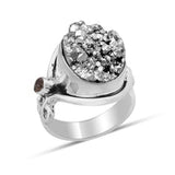 Natural Pyrite Durzi Silver Ring