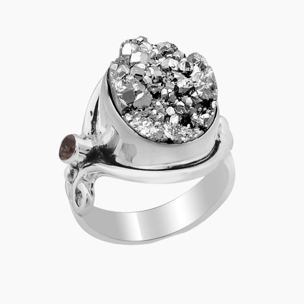 Natural Pyrite Durzy Silver Rings