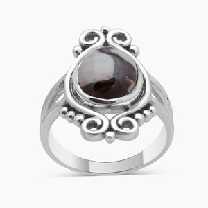 Peanut Wood Jasper Silver Designer Rings