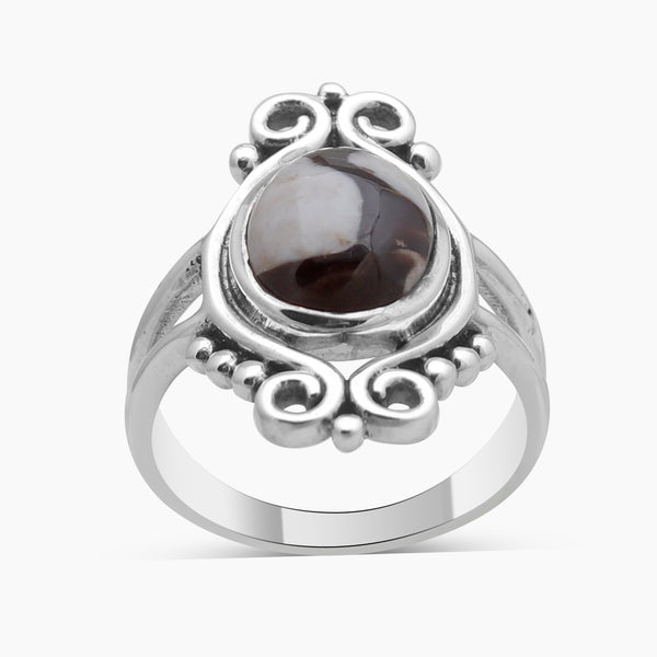 Peanut Wood Jasper Silver Designer Rings