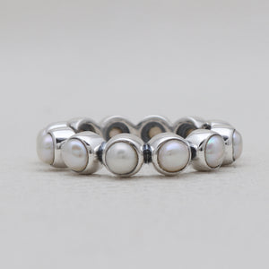 Pearl Band Silver Rings