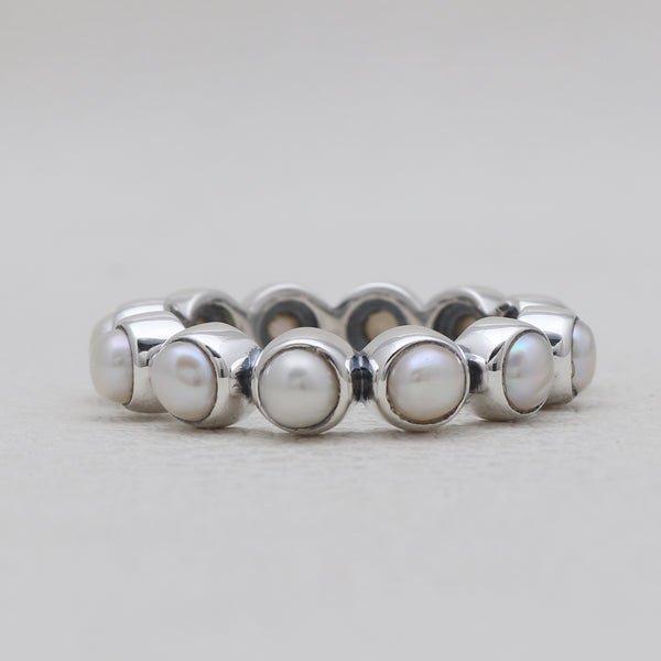 Pearl Band Silver Rings