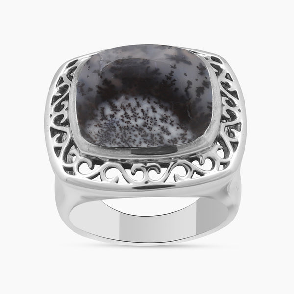Dendritic Opal Silver Rings