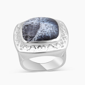 Dendritic Opal Silver Rings