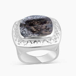 Dendritic Opal Silver Rings