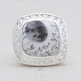 Dendritic Opal Silver Rings