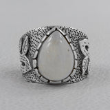 Natural Rainbow Moonstone Sterling Silver Ring