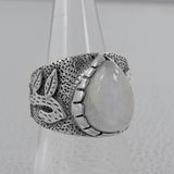 Natural Rainbow Moonstone Sterling Silver Ring