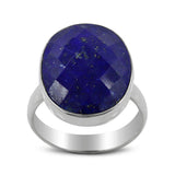 Gorgeous Checkerboard Cut Lapis Lazuli Ring