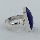 Gorgeous Checkerboard Cut Lapis Lazuli Ring