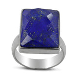 Gorgeous Checkerboard Cut Lapis Lazuli Ring