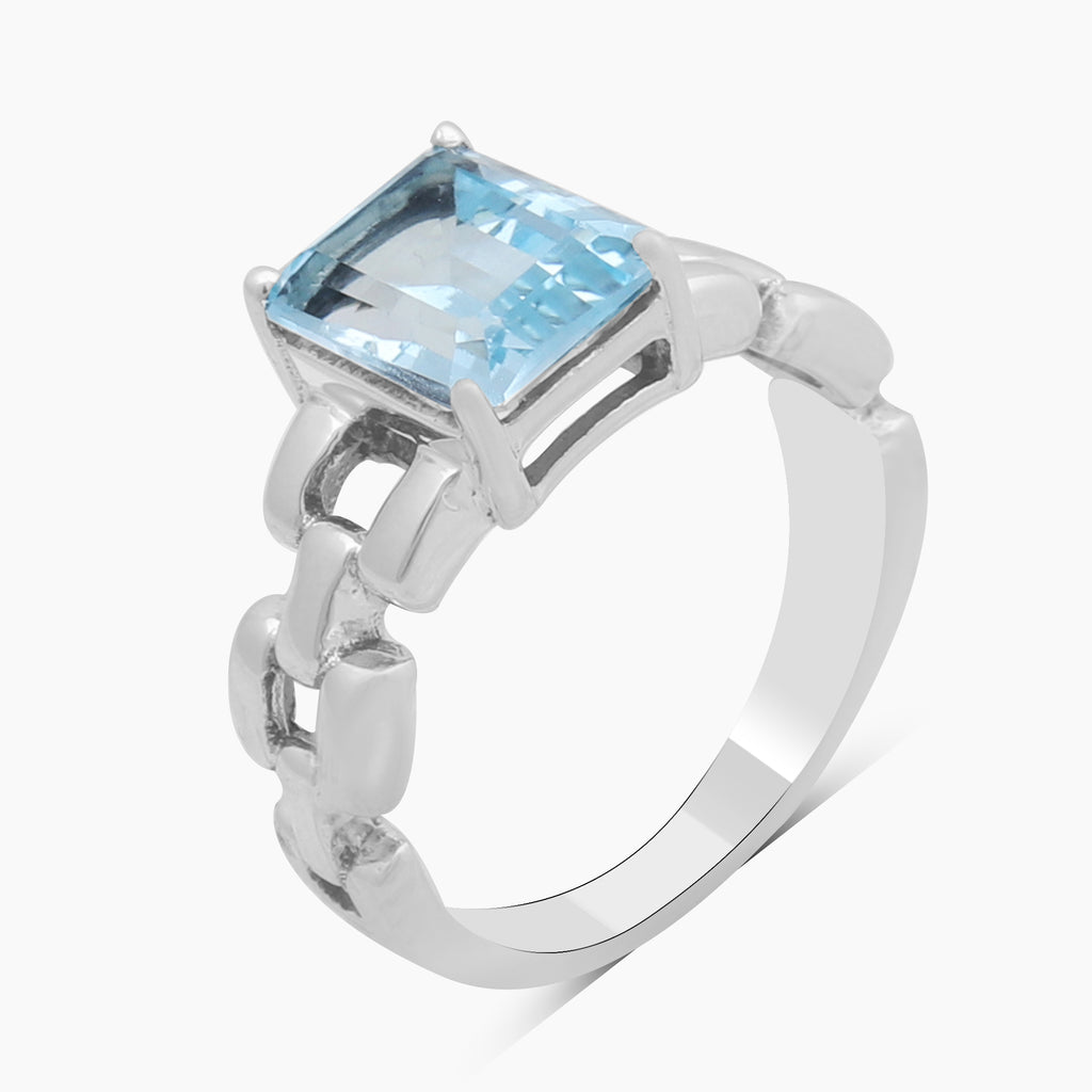 925 Sterling Silver Blue Topaz Rings